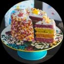 Soft and creamy cake in train.