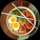 Hot and tasty noodle in train