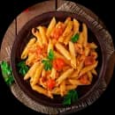 Creamy and delicious pasta in train.