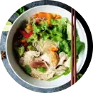 Fresh and healthy salad in train .