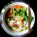 Fresh and healthy salad in train .